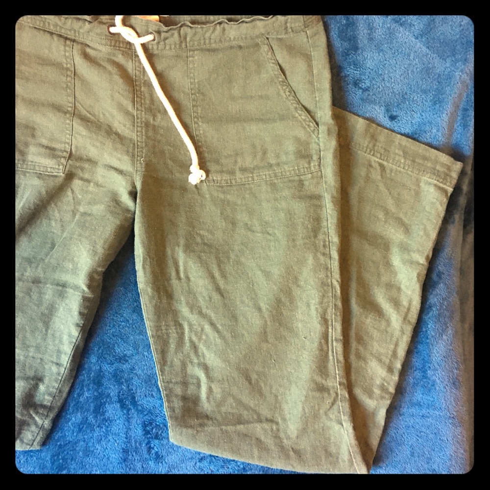 Green Linen Pants